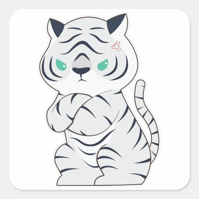 Tiger angry square sticker (Front)