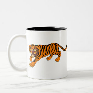 Tiger Animal Angry Roar Roaring Mammal Big Cat Two-Tone Coffee Mug