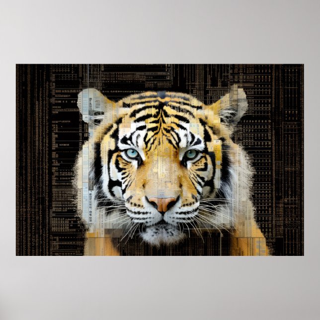 Tiger Animal Art Decor Paint Mosaic  (Front)