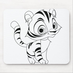 Tiger Animal Baby Cat Feline Cute Kawaii Mouse Mat