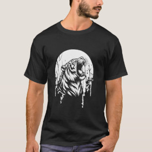 Tiger Animal - Big Cat Wildlife Moon Howling T-Shirt