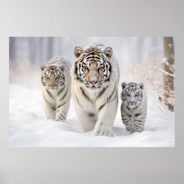 Tiger Animal Family Wandering Nature Out Poster (Front)