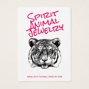 Tiger animal illustration pink script earring card