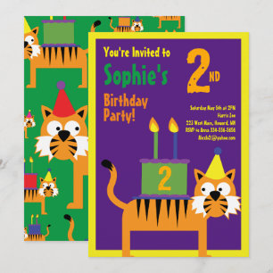 Tiger Animal Kid's Birthday Party Invitations