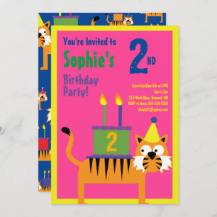 Tiger Animal Kid's Birthday Party Invitations