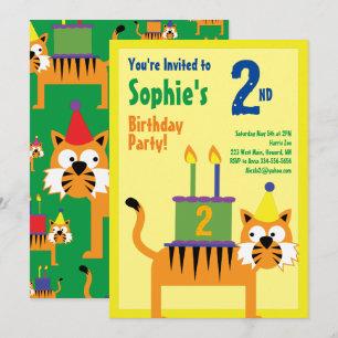 Tiger Animal Kid's Birthday Party Invitations
