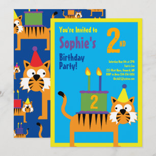 Tiger Animal Kid's Birthday Party Invitations