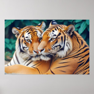 Tiger Animal Nature Wildlife Affection Caring Poster