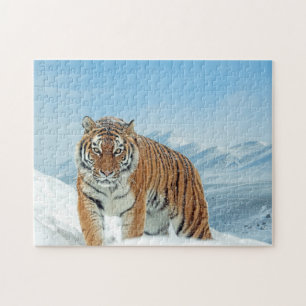 Tiger Animal Photo Snow Trendy Winter Mountains Jigsaw Puzzle