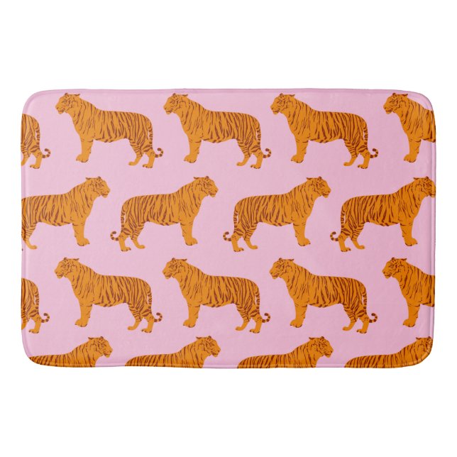 Tiger Animal Pink Modern Bath Mat (Front)