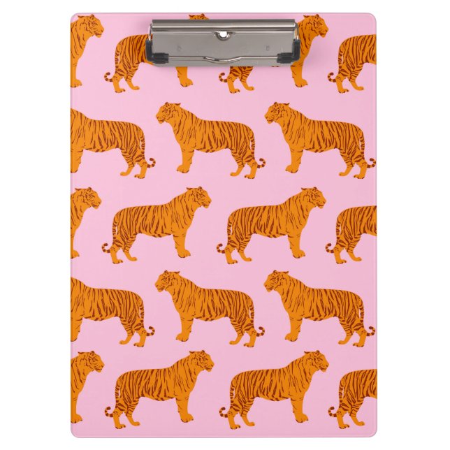 Tiger Animal Pink Modern Clipboard (Front)