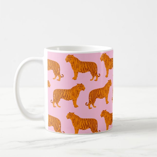 Tiger Animal Pink Modern Coffee Mug (Left)
