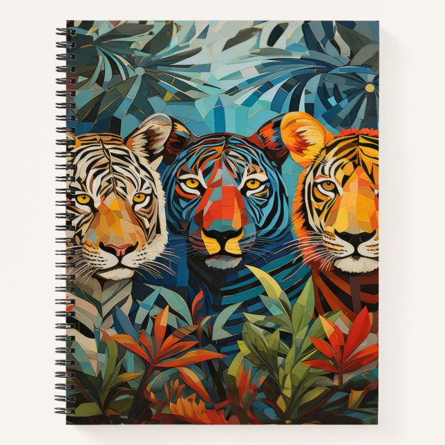 Tiger Animal Portrait Colourful Painting Notebook (Front)
