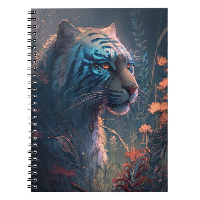 Tiger Animal Portrait Painting Wildlife Outdoors Notebook (Front)