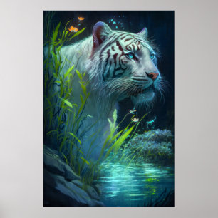 Tiger Animal Portrait Painting Wildlife Outdoors Poster