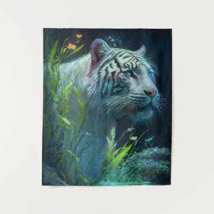 Tiger Animal Portrait Painting Wildlife Outdoors Tapestry