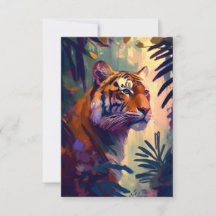 Tiger Animal Portrait Painting Wildlife Outdoors Thank You Card