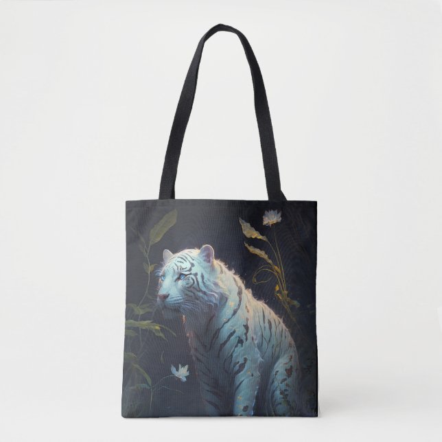 Tiger Animal Portrait Painting Wildlife Outdoors Tote Bag (Front)