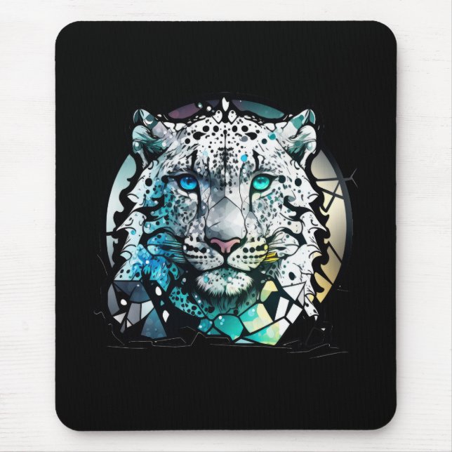 Tiger Animal Portrait Stained Glass Wildlife Free Mouse Mat (Front)