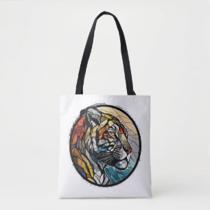 Tiger Animal Portrait Stained Glass Wildlife Free Tote Bag