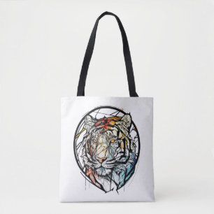 Tiger Animal Portrait Stained Glass Wildlife Free Tote Bag