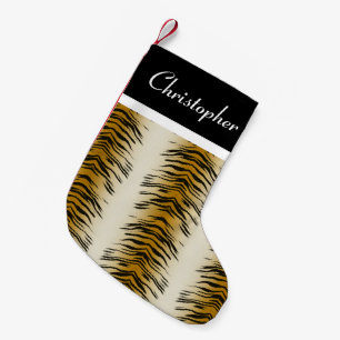 Tiger Animal Print Personalised Christmas Stocking