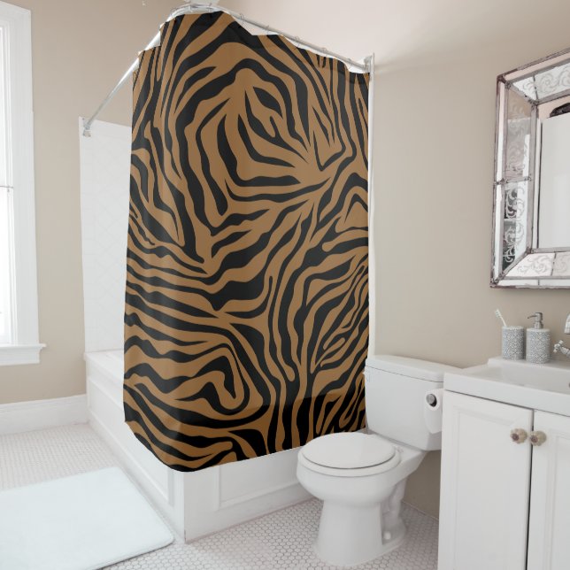 Tiger Animal Print Shower Curtain (In Situ)