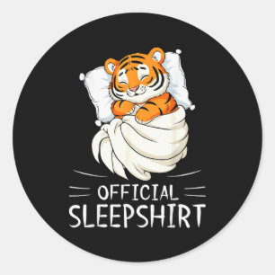 Tiger Animal Sleepshirt Pajamas Nightgown Classic Round Sticker