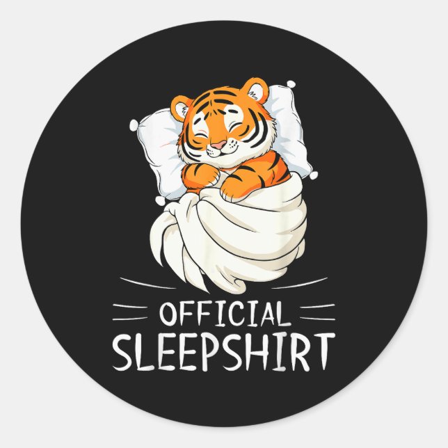 Tiger Animal Sleepshirt Pajamas Nightgown  Classic Round Sticker (Front)