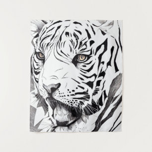 Tiger Animal Wild Nature Illustration Line Epic Tapestry