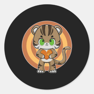 Tiger Anime Cat Leukaemia Awareness  Classic Round Sticker