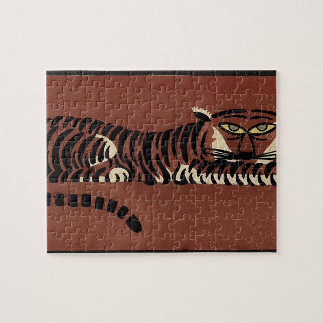 Tiger - Antiquarian, Colourful Book Illustration Jigsaw Puzzle (Horizontal)