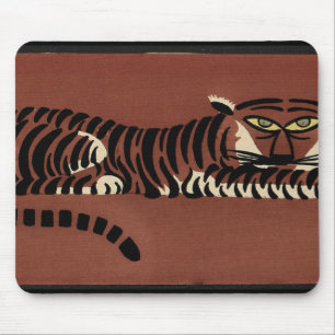 Tiger - Antiquarian, Colourful Book Illustration Mouse Mat