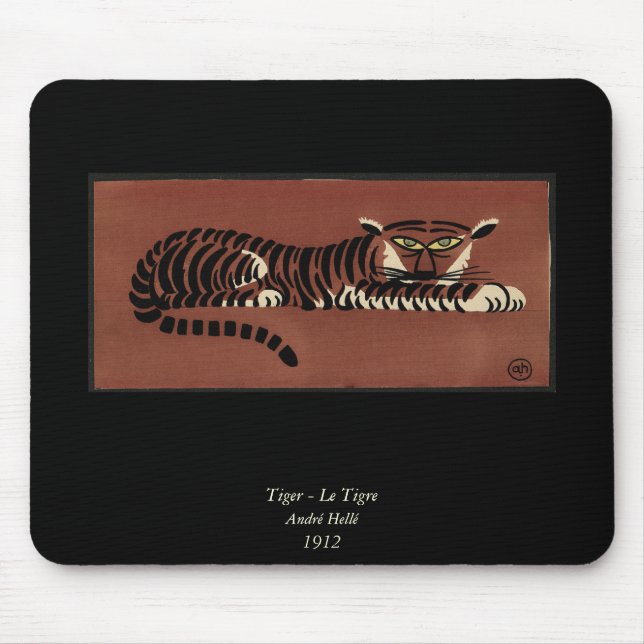 Tiger - Antiquarian, Colourful Book Illustration Mouse Mat (Front)