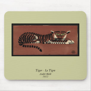 Tiger - Antiquarian, Colourful Book Illustration Mouse Mat