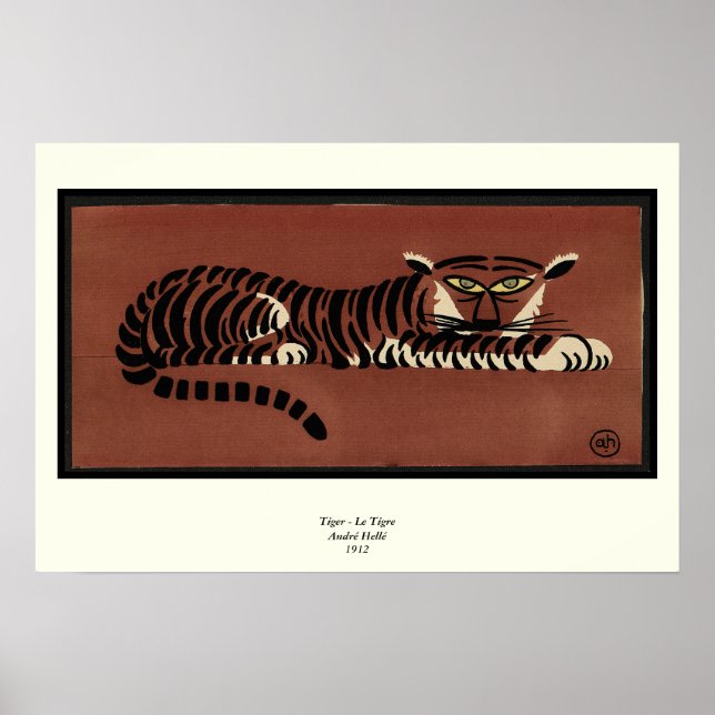 Tiger - Antiquarian, Colourful Book Illustration Poster (Front)