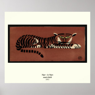 Tiger - Antiquarian, Colourful Book Illustration Poster
