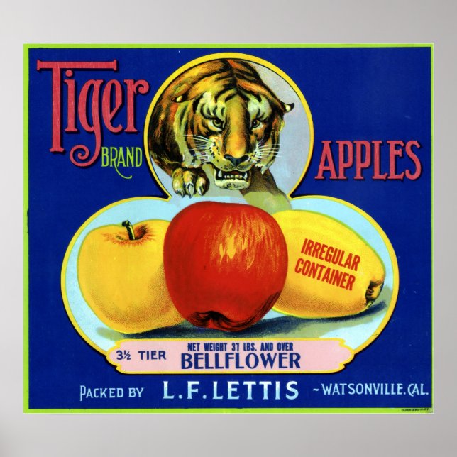 Tiger Apples Watsonville California Poster (Front)