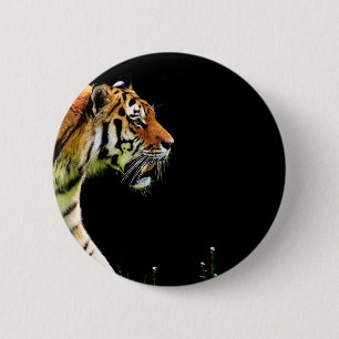 Tiger Approaching - Wild Animal Artwork 6 Cm Round Badge