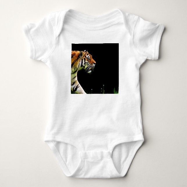 Tiger Approaching - Wild Animal Artwork Baby Bodysuit (Front)