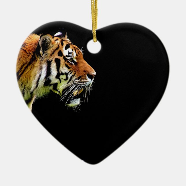 Tiger Approaching - Wild Animal Artwork Ceramic Tree Decoration (Front)
