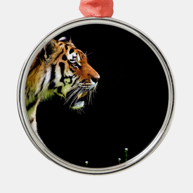 Tiger Approaching - Wild Animal Artwork Metal Tree Decoration (Front)