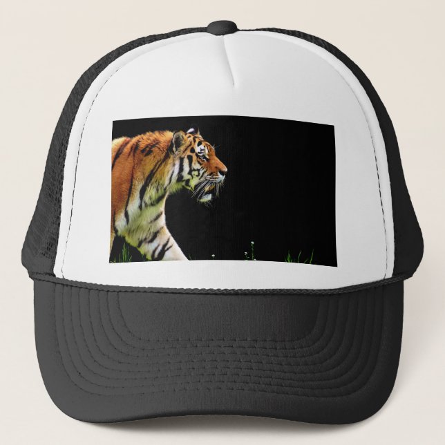 Tiger Approaching - Wild Animal Artwork Trucker Hat (Front)