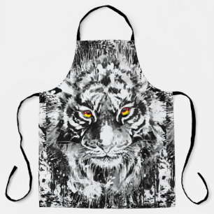 Tiger Apron Tiger Drawing Black and white