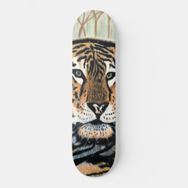Tiger Art Color Pencil Drawing Skateboard (Front)