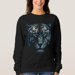 Tiger Artwork - Blue Eyes - Animal Art Tiger Sweatshirt