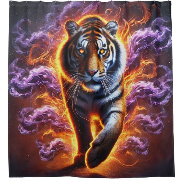 Tiger Artwork Shower Curtain (Front)