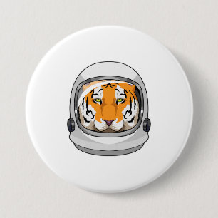 Tiger as Astronaut with Helmet 7.5 Cm Round Badge