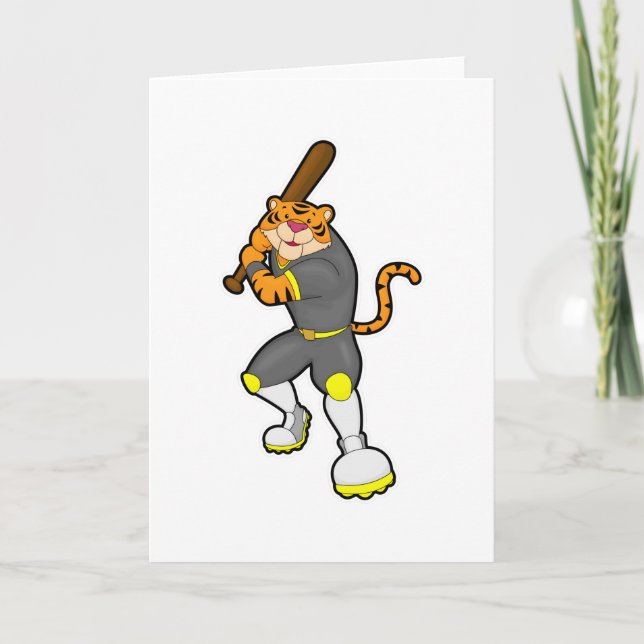 Tiger as Baseball player with Baseball bat Card (Front)
