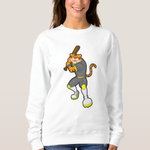 Tiger as Baseball player with Baseball bat Sweatshirt